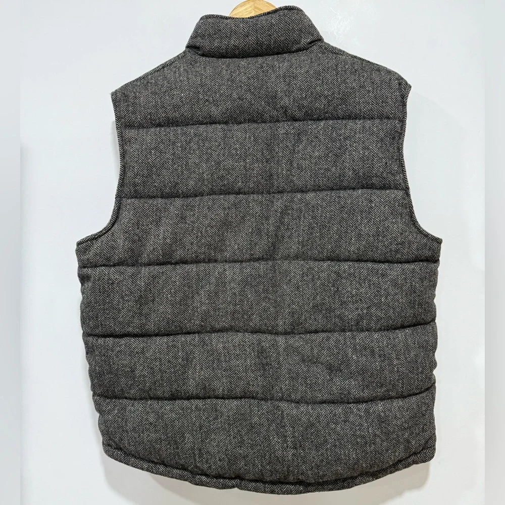 LOGG By H&M Men's Herringbone Quilted Wood Blend Vest Size XL Preppy Business